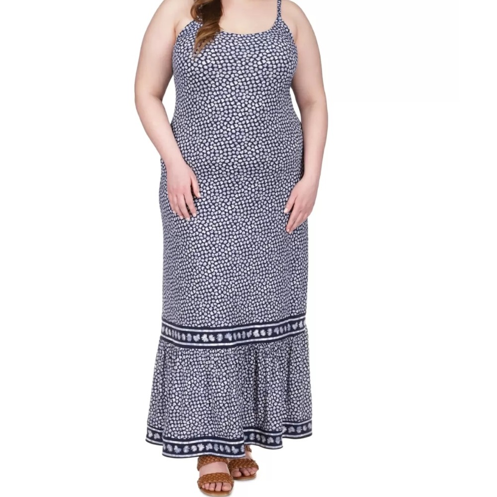 MICHAEL MICHAEL KORS Womens Navy Adjustable Pullover Maxi Dress